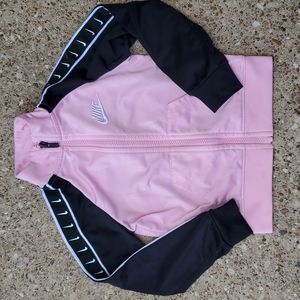 Nike Pink Black Zipper Front Light Jacket Logo Sleeves 3T Toddler
